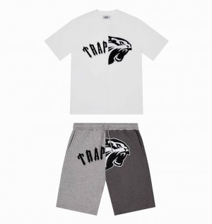 Men's Trapstar Arch Shooters Shorts Sets White | USA-074329