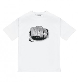 Men's Trapstar Breakthrough T Shirts White | USA-045213