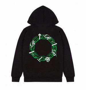 Men's Trapstar Chain Script Hoodie Black / Green | USA-596471