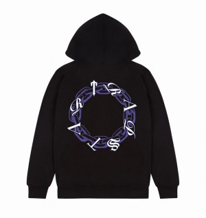 Men's Trapstar Chain Script Hoodie Black / Purple | USA-847309