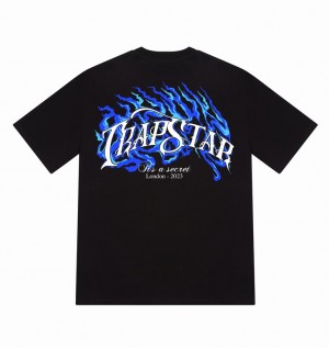 Men's Trapstar Chrome Flame SS23 T Shirts Black | USA-871236