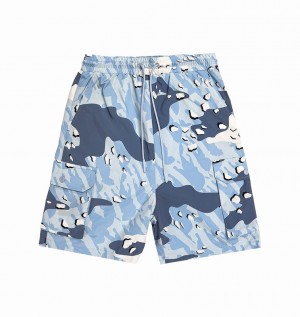 Men's Trapstar Decoded Camo Shorts Sets Blue Camo | USA-829314