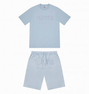 Men's Trapstar Decoded Gel Shorts Sets Blue | USA-539762