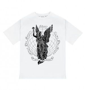 Men's Trapstar Global Triumph T Shirts White | USA-598401