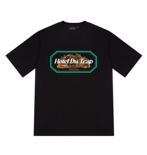 Men's Trapstar Hotel Du Trap T Shirts Black | USA-928536