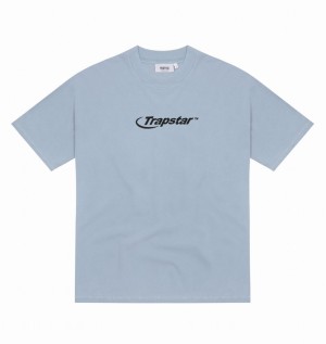 Men's Trapstar Hyperdrive Embroidered T Shirts Blue | USA-162573