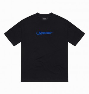 Men's Trapstar Hyperdrive Embroidered T Shirts Black / Blue | USA-539760