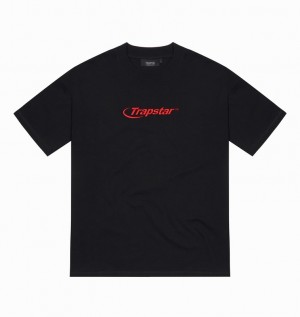 Men's Trapstar Hyperdrive Embroidered T Shirts Black / Red | USA-459823