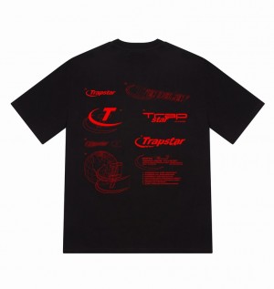 Men's Trapstar Hyperdrive Odyssey T Shirts Black | USA-928365