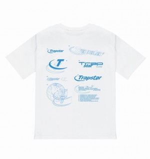 Men's Trapstar Hyperdrive Odyssey T Shirts White | USA-049287