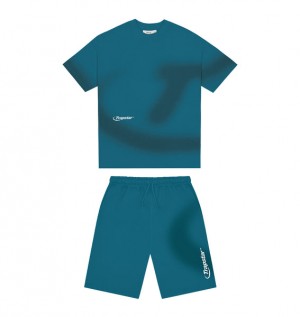 Men's Trapstar Hyperdrive Spray Short Sets Turquoise | USA-791602