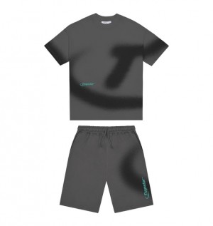 Men's Trapstar Hyperdrive Spray Short Sets Black | USA-178590