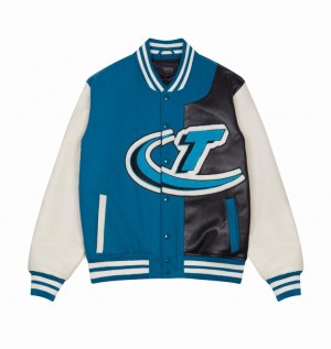 Men's Trapstar Hyperdrive T Chenille Jackets Blue / Black / White | USA-713036