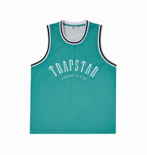 Men's Trapstar Irongate Arch Basketball Vest Sets Blue / White | USA-037468