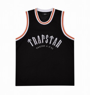 Men's Trapstar Irongate Arch Basketball Vest Sets Black / White / Orange | USA-086297