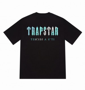 Men's Trapstar Irongate Paisley T Shirts Black / Turquoise | USA-190475