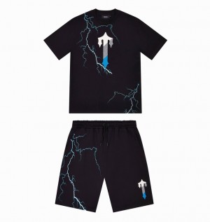 Men's Trapstar Irongate T Lightning Shorts Sets Black | USA-187426