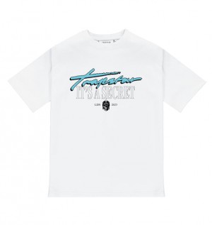 Men's Trapstar It's A Secret 2023 T Shirts White / Turquoise | USA-278495