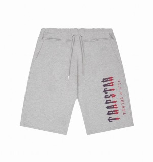 Men's Trapstar Oversized Decoded Shorts Sets Grey / Red | USA-072845