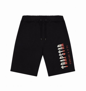 Men's Trapstar Oversized Decoded Shorts Sets Black / Red | USA-231054