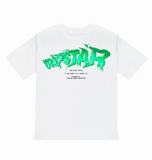 Men's Trapstar Press Start T Shirts White | USA-625714