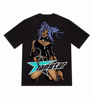 Men's Trapstar Rockstar T Shirts Black | USA-653490