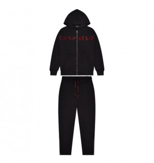 Men's Trapstar Script Zip Through Tracksuits Black | USA-415730