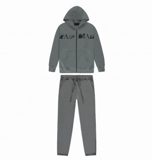 Men's Trapstar Script Zip Tracksuits Grey | USA-287435