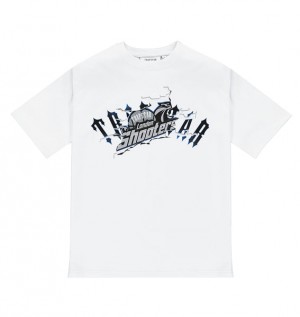 Men's Trapstar Shooters Breakthrough T Shirts White | USA-465987