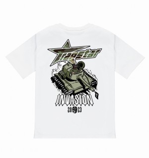 Men's Trapstar Trap Invasion T Shirts White | USA-164573