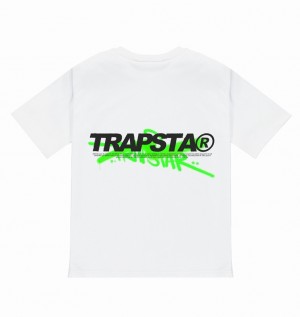 Men's Trapstar Trespass T Shirts White / Green | USA-582130