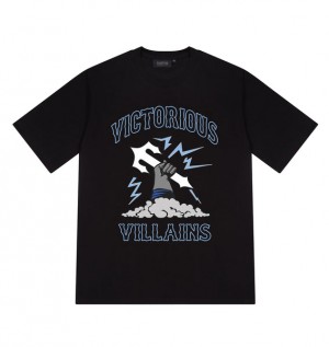 Men's Trapstar Victorious Villains T Shirts Black | USA-342591