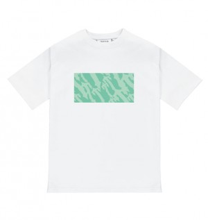 Men's Trapstar Wavy T Box T Shirts White / Green | USA-463589