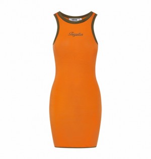 Women's Trapstar Contrast Dress Orange / Khaki | USA-763280