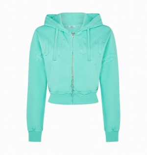 Women's Trapstar Irongate Cropped Hoodie Turquoise | USA-659721