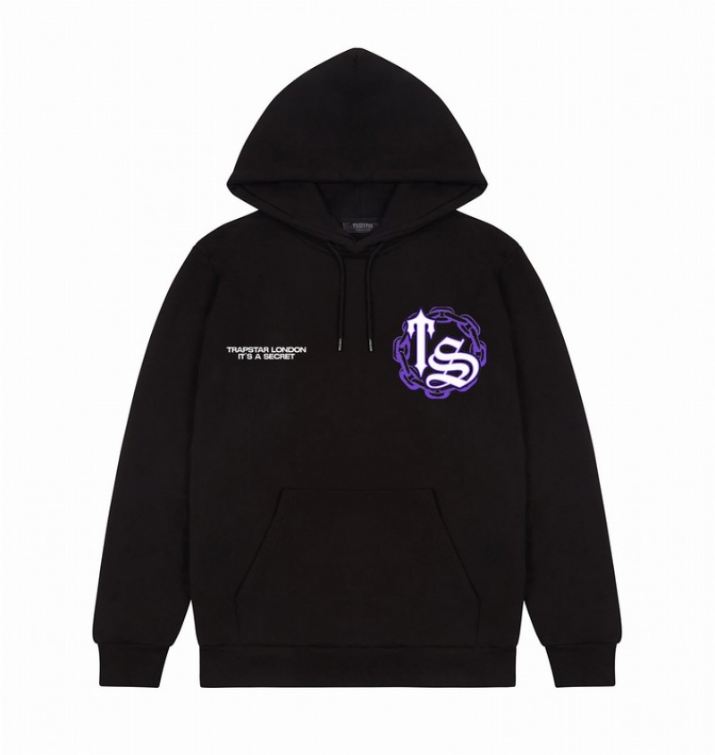 Men's Trapstar Chain Script Hoodie Black / Purple | USA-847309