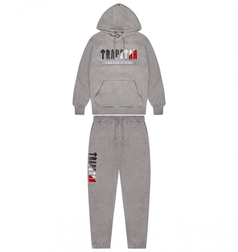 Men\'s Trapstar Chenille Decoded 2.0 Tracksuits Grey / Red | USA-538267