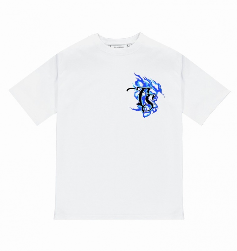 Men's Trapstar Chrome Flame SS23 T Shirts White | USA-695421