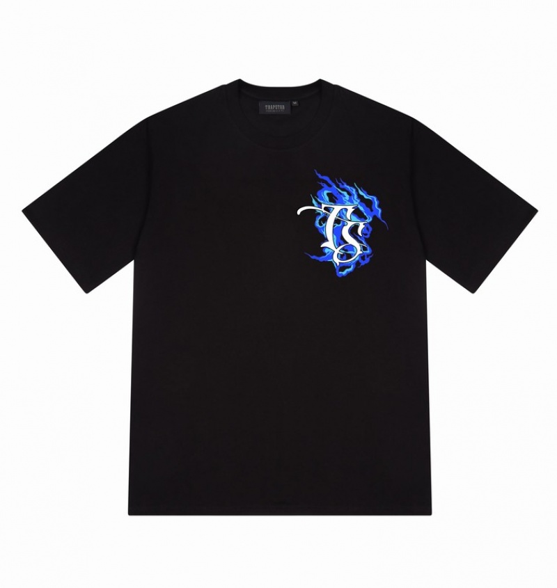 Men's Trapstar Chrome Flame SS23 T Shirts Black | USA-871236