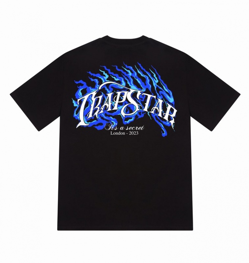 Men\'s Trapstar Chrome Flame SS23 T Shirts Black | USA-871236