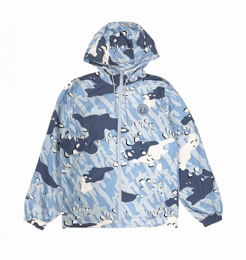 Men's Trapstar Decoded Camo Jackets Blue Camo | USA-713042