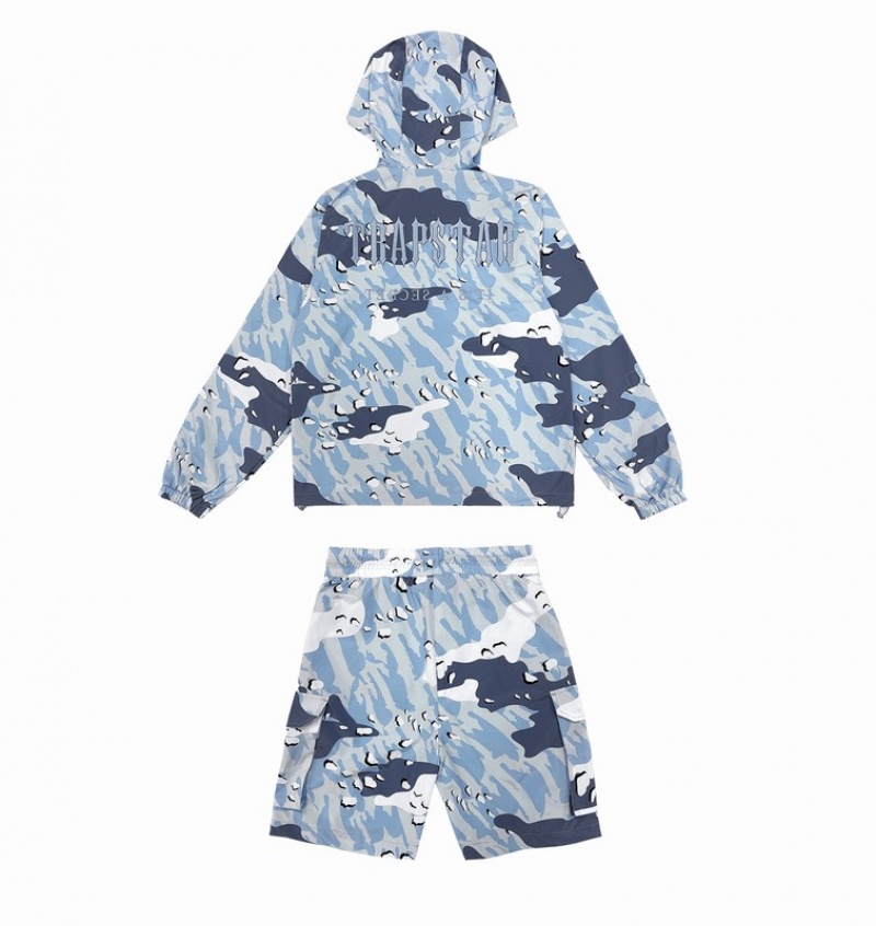 Men's Trapstar Decoded Camo Jackets Blue Camo | USA-713042