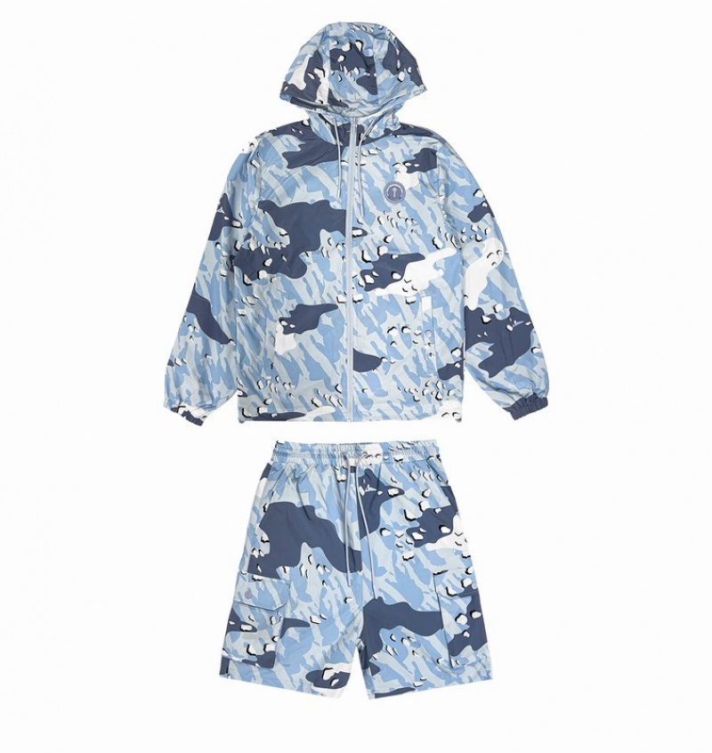 Men's Trapstar Decoded Camo Jackets Blue Camo | USA-713042