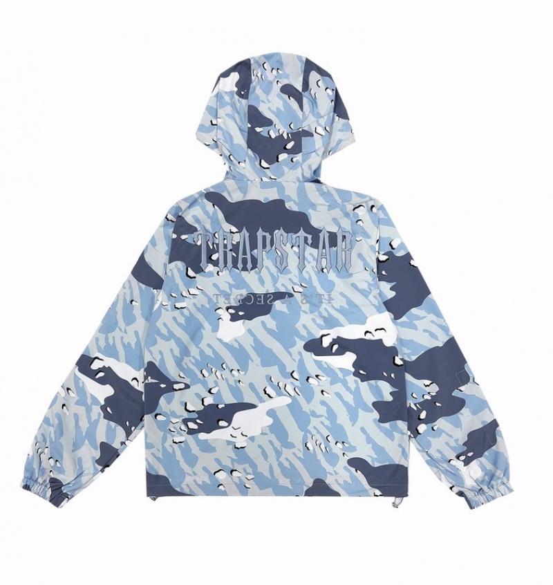 Men\'s Trapstar Decoded Camo Jackets Blue Camo | USA-713042