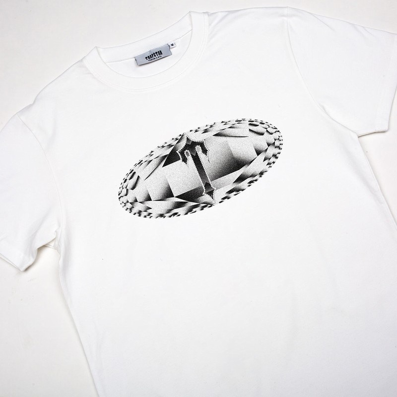 Men's Trapstar Diamond In The Rough T Shirts White | USA-134206