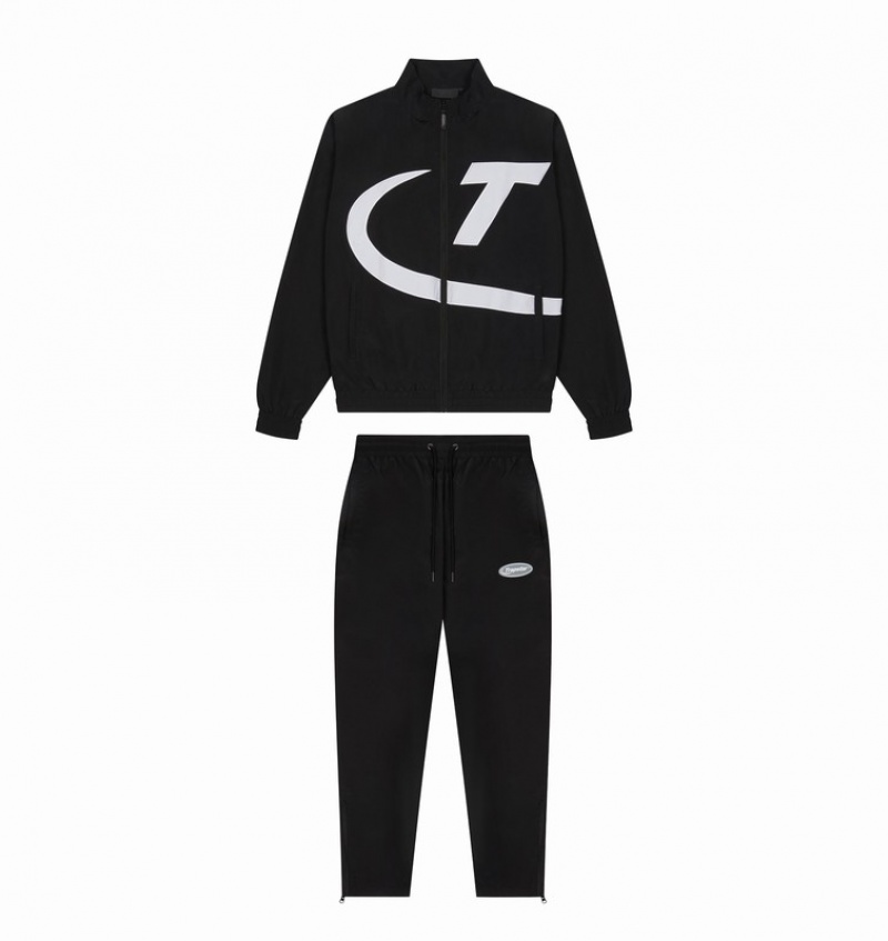 Men\'s Trapstar Hyper Shellsuit Tracksuits Black / White | USA-826095