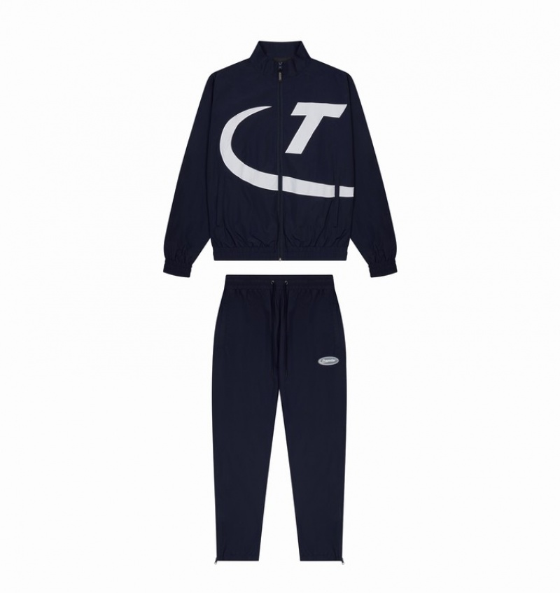 Men\'s Trapstar Hyper Shellsuit Tracksuits Navy / White | USA-980376