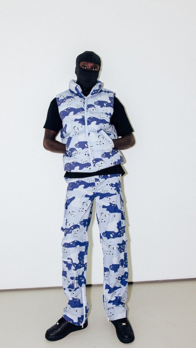 Men's Trapstar Hyperdrive Cargos Pants Blue Camo | USA-617943