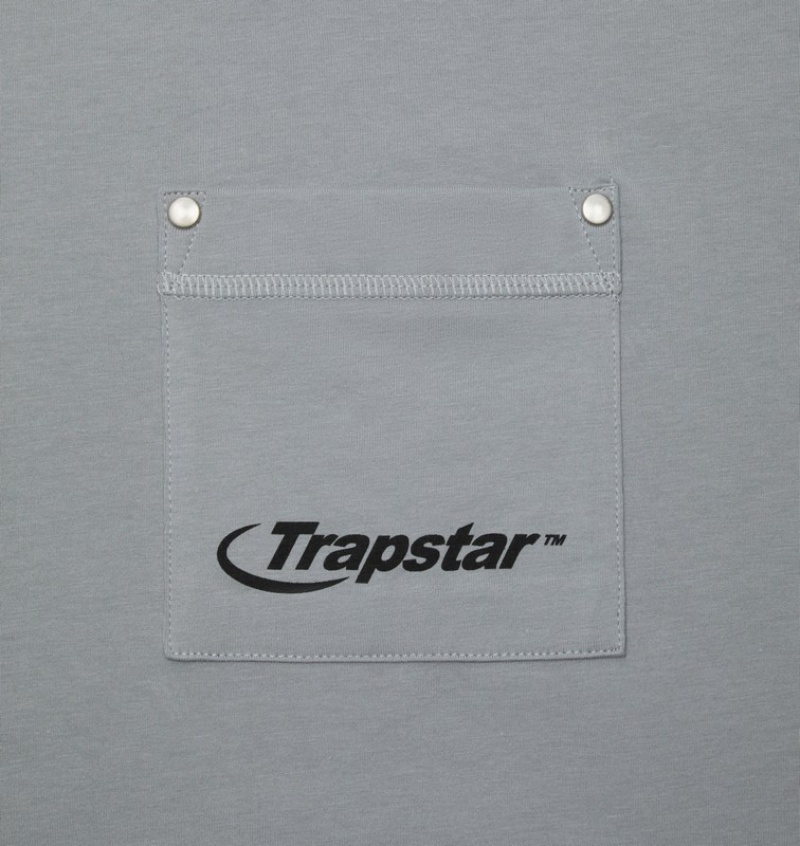 Men's Trapstar Hyperdrive Reinforced Rivet T Shirts Grey | USA-918425