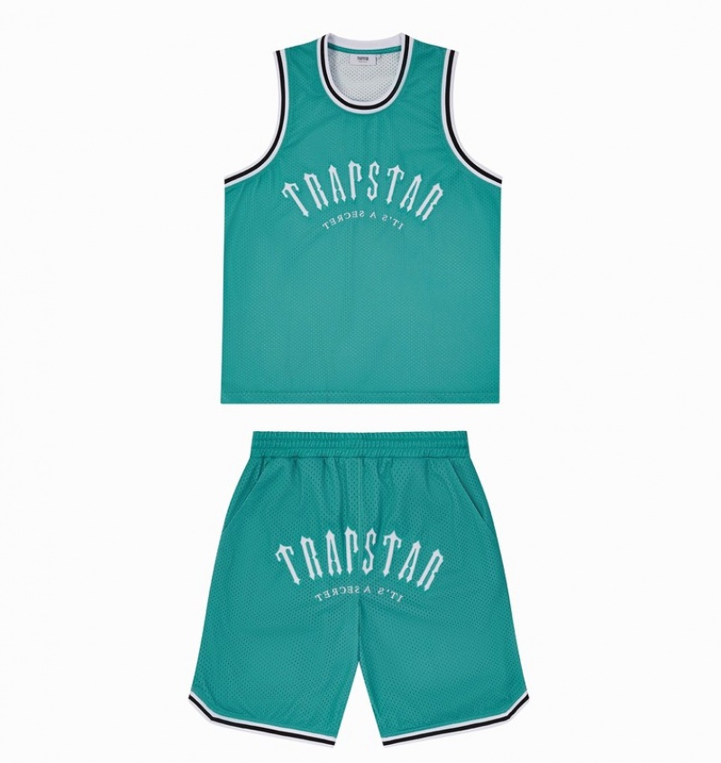 Men's Trapstar Irongate Arch Basketball Vest Sets Blue / White | USA-037468